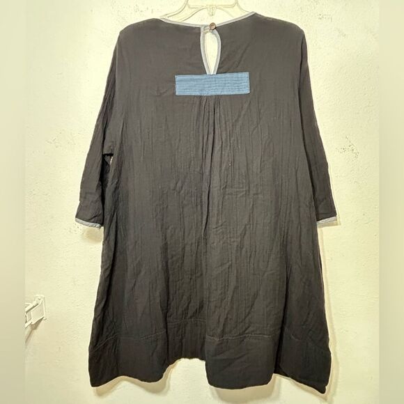 PEACOCK WAYS Ladies Tunic Black One Size Lagenlook Artsy Art To Wear Boho Casual - Picture 6 of 12